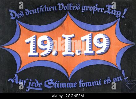 19 January 1919. German federal election. Museum: PRIVATE COLLECTION. Author: ANONYMOUS. Stock Photo