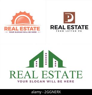 Real Estate mortgage home business property logo design Stock Vector