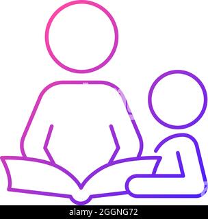 Reading book with child gradient linear vector icon Stock Vector