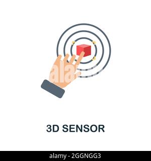 3D Sensor flat icon. Colored sign from robotics engineering collection. Creative 3D Sensor icon illustration for web design, infographics and more Stock Vector