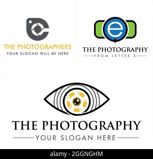 Photography business camera shutter logo design Stock Vector