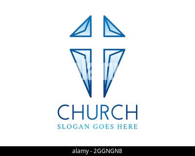 Negative Space Crhristian Cross  Church Logo Stock Vector