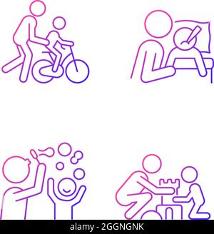 Good parenting gradient linear vector icons set Stock Vector