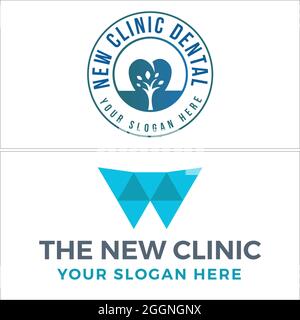 Dental clinic tooth leaf plant logo design Stock Vector