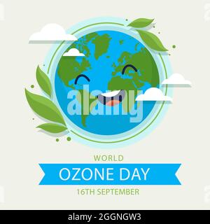 Flat world ozone day illustration Vector illustration. Stock Vector