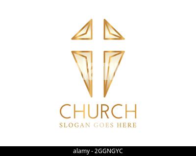 Christian Church Logo with Abstract Cross Stock Vector