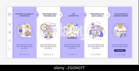 Corporate social responsibility basics onboarding vector template Stock Vector