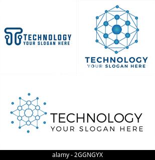 Technology pattern molecule software connection logo design  Stock Vector