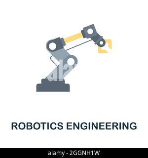 Robotics Engineering flat icon. Colored sign from collection. Creative Robotics Engineering icon illustration for web design, infographics and more Stock Vector