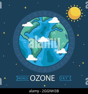 Hand drawn world ozone day illustration Vector illustration. Stock Vector