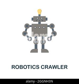 Robotics Crawler flat icon. Colored sign from robotics engineering collection. Creative Robotics Crawler icon illustration for web design Stock Vector