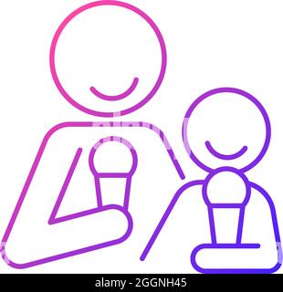 Eating ice cream together gradient linear vector icon Stock Vector