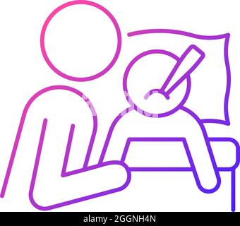 Taking care of ill child gradient linear vector icon Stock Vector