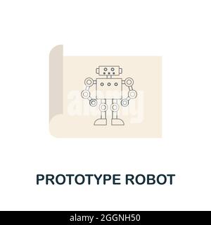 Prototype Robot flat icon. Colored sign from robotics engineering collection. Creative Prototype Robot icon illustration for web design, infographics Stock Vector