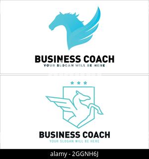 Business coaching with winged horse logo design Stock Vector