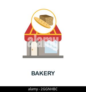 Bakery flat icon. Colored sign from small business collection. Creative Bakery icon illustration for web design, infographics and more Stock Vector