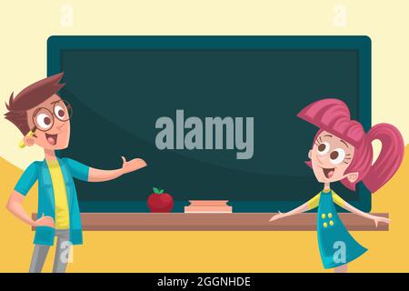 Cartoon back to school background Vector illustration. Stock Vector
