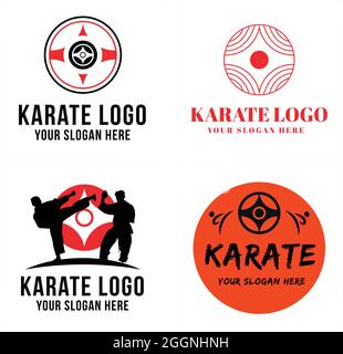 Emblem martial arts karate training logo design Stock Vector