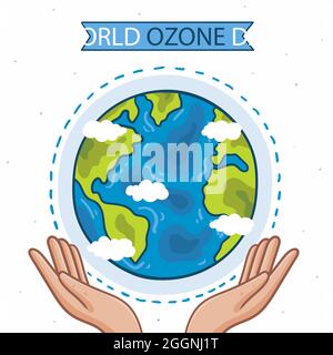 Hand drawn world ozone day illustration Vector illustration. Stock Vector