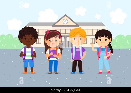 Cartoon back to school background Vector illustration. Stock Vector