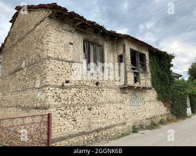 ruined old house in old town of ohrid Stock Photo