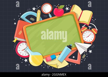 Hand drawn back to school background Vector illustration. Stock Vector