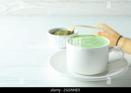 Matcha Latte And Accessories For Making On White Background Stock Photo -  Download Image Now - iStock