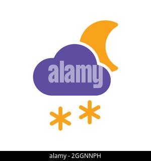 Cloud with snow moon outline glyph icon. Meteorology sign. Graph symbol for travel, tourism and weather web site and apps design, logo, app, UI Stock Vector