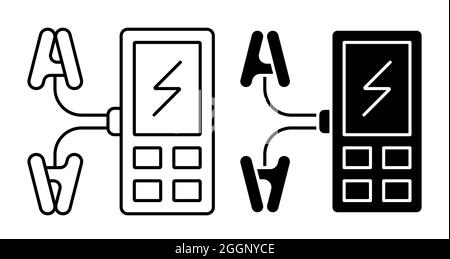 Liner icon. Digital multimeter, device for measuring current and voltage in electrical circuit. Simple black and white vector isolated on white backgr Stock Vector
