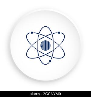 Atom icon in neomorphism style for mobile app. Button for mobile application or web. Vector on white background Stock Vector