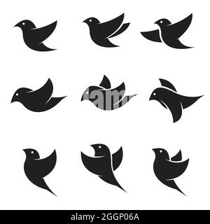Pigeon mascot icons set cartoon vector. Angry bird. City happy dove ...