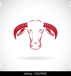 Vector of a buffalo head on white background. Wild Animals. Easy editable layered vector illustration. Stock Vector