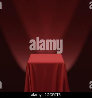 Red fabric covering a cube or a table vector illustration Stock Vector