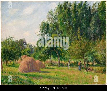 Camille Pissarro, landscape painting, Haystacks, Morning, Éragny, 1899 Stock Photo