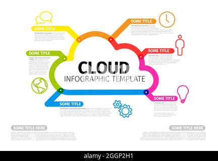 Vector Infographic report template made from thick color lines and icons with cloud storage. Cloud illustration infograph template layout on light bac Stock Vector