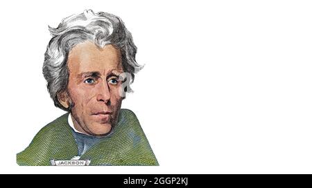 Andrew Jackson cut from 20 dollar banknote for design purpose Stock Photo