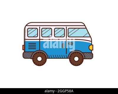 Van car icon isolated on white. Retro travel van Stock Vector