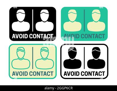 Avoid Contact Icon Set Stock Vector