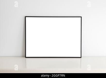 Rectangular mock up frame with reflection. Stock Photo