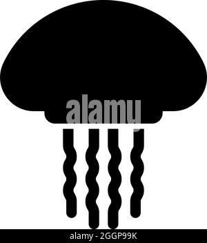 Jellyfish medusa marine animal underwater icon black color vector illustration flat style simple image Stock Vector
