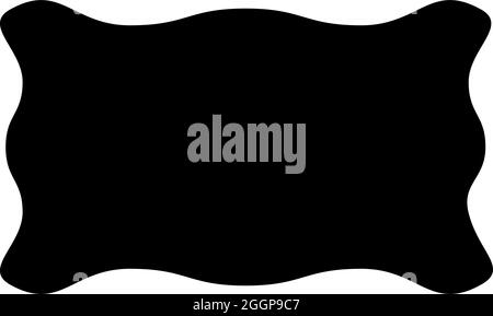 Rectangular banner layout wave shape frame application poster Blank mockup Empty template icon black color vector illustration flat style simple image Stock Vector