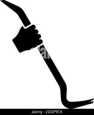 Crowbar in hand holding tool use Arm using Multifunctional utility bar icon black color vector illustration flat style simple image Stock Vector