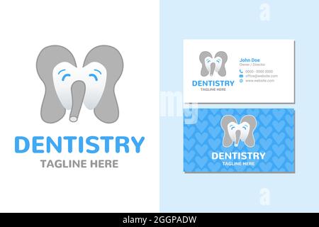 Pediatric Dentist Elephant Logo and Business Card Stock Vector