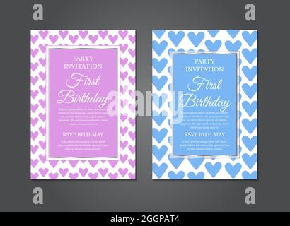 Baby First Birthday Invitation Design Stock Vector