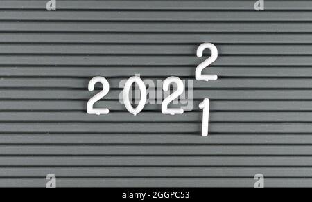 Concept of changing the year from 2021 to 2022 Stock Photo