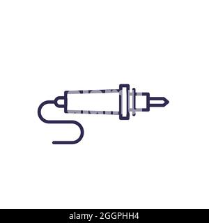 soldering iron, solder line icon on white Stock Vector