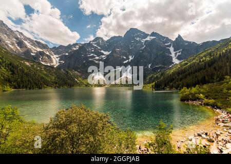 a hike up Morskie Oko Stock Photo