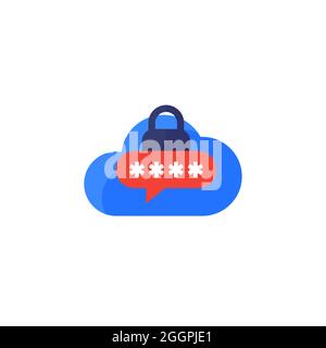 password access to cloud flat icon Stock Vector