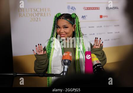 Hamburg, Germany. 02nd Sep, 2021. Singer Zoe Wees walks the red carpet at the German Radio Awards 2021. The prize is awarded in ten categories. It is not endowed. Credit: Christian Charisius/dpa/Alamy Live News Stock Photo