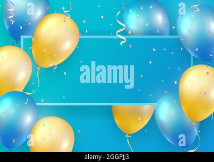 Elegant golden yellow black ballon Happy Birthday celebration card banner  template background Stock Photo - Alamy